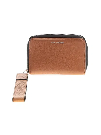 Pre-owned Pour La Victoire Leather Wristlet In Brown