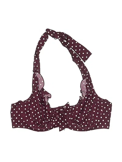 Pre-owned Pour La Victoire Swimsuit Top Burgundy Polka Dots Pattern Swimwear