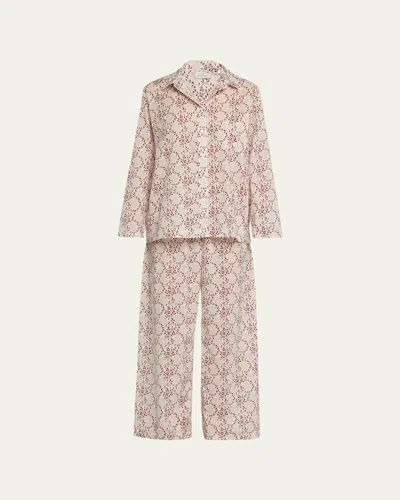 Pour Les Femmes Botanical-print Cotton Pajama Set In Cactus