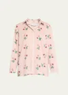 Pour Les Femmes Botanical-print Cotton Pajama Set In Figs