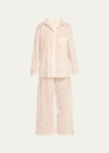 Pour Les Femmes Botanical-print Cotton Pajama Set In Pink Hummingbird