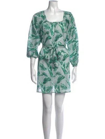 Pre-owned Pour Les Femmes Floral Print Mini Dress In Green