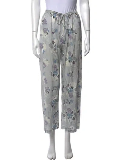 Pre-owned Pour Les Femmes Floral Print Straight Leg Pants In Blue