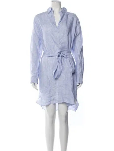 Pre-owned Pour Les Femmes Linen Mini Dress In Blue/white