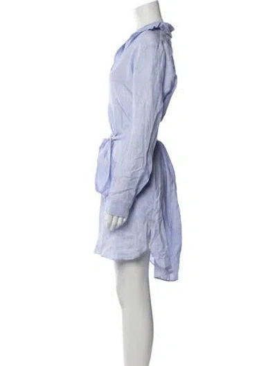 Pre-owned Pour Les Femmes Linen Mini Dress In Blue/white