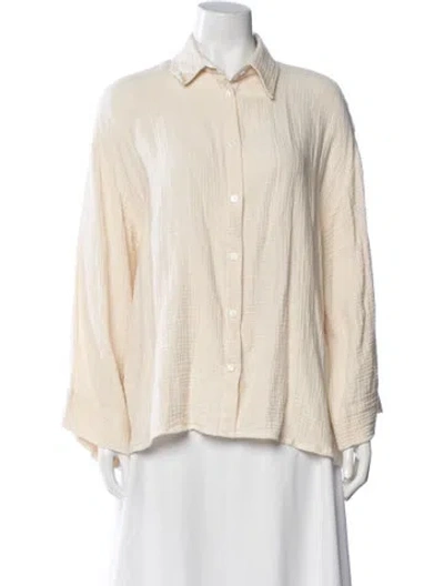 Pre-owned Pour Les Femmes Long Sleeve Button-up Top In Neutrals