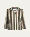 Pour Les Femmes Long Sleeve Pajama Set In Equestrian Stripe
