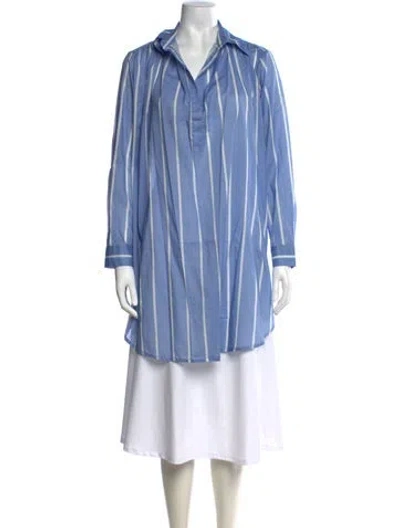 Pre-owned Pour Les Femmes Striped Long Sleeve Tunic W/ Tags In Blue