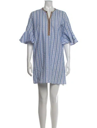 Pre-owned Pour Les Femmes Striped Mini Dress In Blue