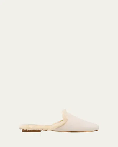 Pour Les Femmes Suede & Faux Fur Slipper In Cream