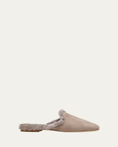 Pour Les Femmes Suede & Faux Fur Slipper In Grey