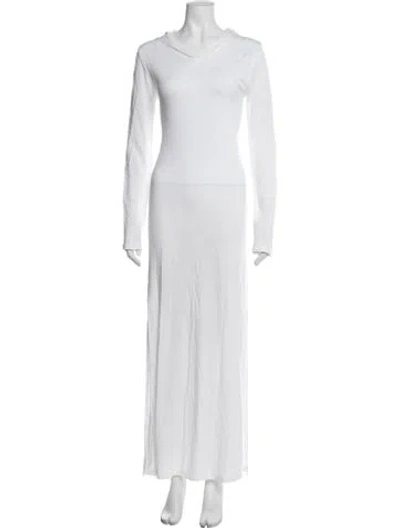 Pre-owned Pour Les Femmes V-neck Long Dress In White