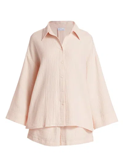 Pour Les Femmes Women's Angel Cotton Gauze 2-piece Lounge Set In Pink