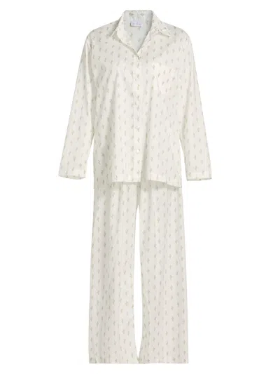 Pour Les Femmes Women's Cactus Cotton Long-sleeve Pajamas In Metallic