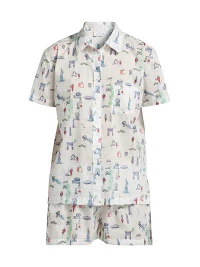 Pour Les Femmes Women's New York Cotton Short Pajama In Multi