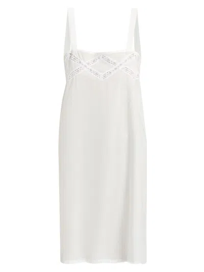 Pour Les Femmes Women's Sun Ruffle Cotton Nightie In White