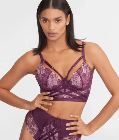 Pour Moi After Hours Cage Longline Bra In Blackberry,pink