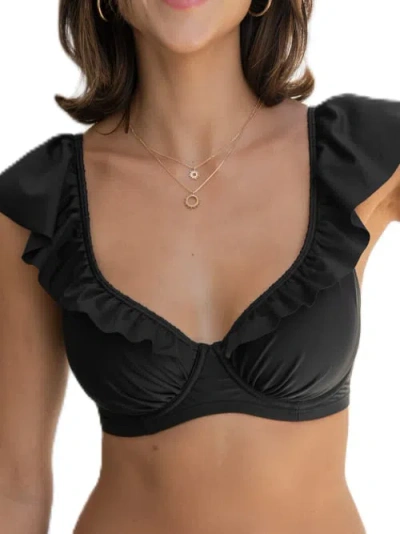 Pour Moi Bermuda Frill Underwire Bikini Top In Black