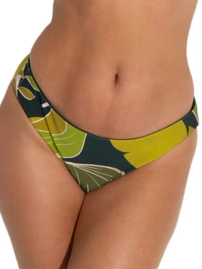 Pour Moi Dolce Vita Reversible Bikini Bottom In Green Tropical