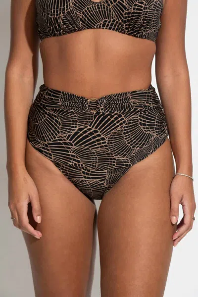 Pour Moi Samoa High Waist Tummy Control Brief Bikini Bottom In Black/gold