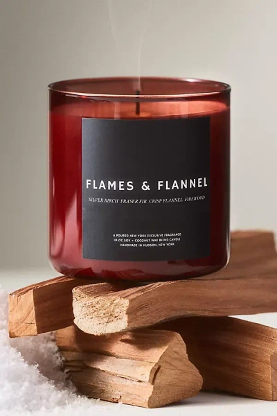 Poured Candle Bar Poured Woody Flames & Flannel Boxed Glass Candle In Brown