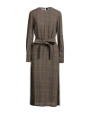 Poustovit Woman Midi Dress Khaki Size 6 Wool, Nylon, Silk In Sand