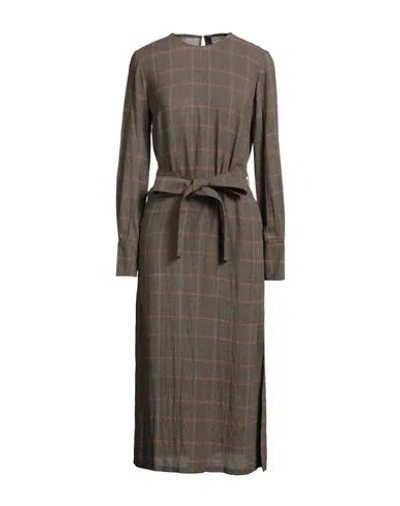 Poustovit Woman Midi Dress Khaki Size 6 Wool, Nylon, Silk In Sand