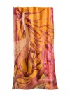 Powder Cotton Blend Linen Scarf In Oriental Crane In Multi