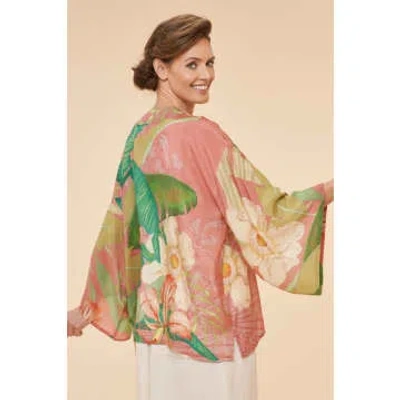 Powder Delicate Tropical Kimono Jacket In Candy In Multi
