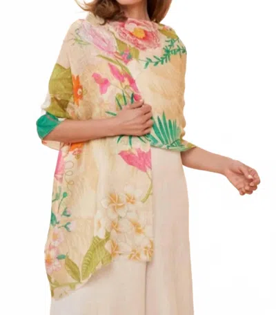Powder Design Inc Linen Tropical Flora And Fauna Scarf In Coconut