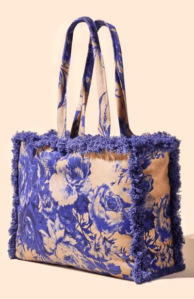 Powder Design Inc Women's Fringed Box Tote Bag In China Blue Blooms