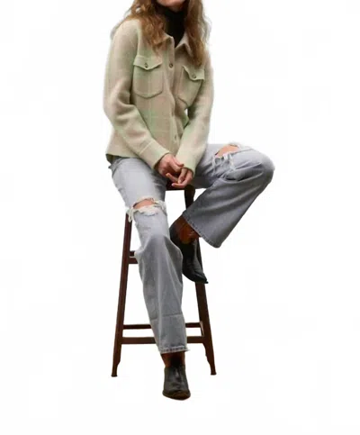 Powder Puff Collection Cashmere Work Shirt In Plaid In Green