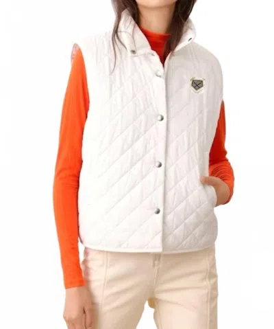 Powder Puff Collection High Collar Boxy Quilted Vest In White