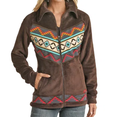 Powder River Aztec Micro Fur Jacket In Brown/multi