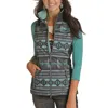 Powder River Aztec Print Softshell Vest In Grey/teal/black In Green
