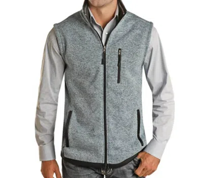 Powder River Knit Melange Vest In Baby Blue In Gray