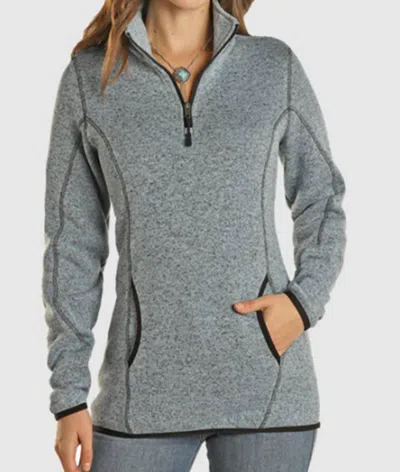 Powder River Melange 1/4 Zip Pullover In Caribbean Blue