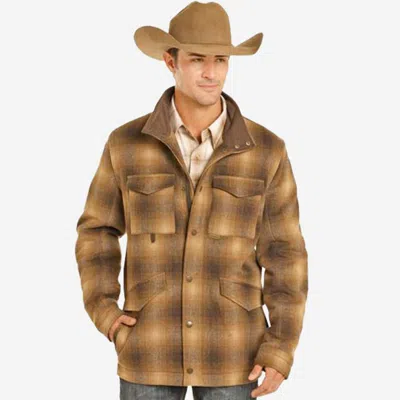 Pre-owned Powder River Panhandle  Brown Plaid Wool Coat