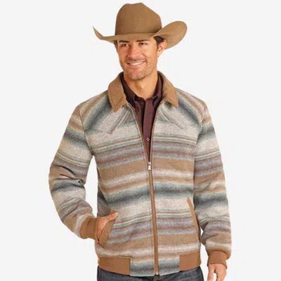 Pre-owned Powder River Panhandle  Serpae Wool Bomber Jacket In Tan