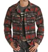 Powder River Wool Aztec Jacquard Shirt Jacket In Red/black