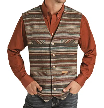 Powder River Wool Serape Jacquard Nevada Vest In Rust