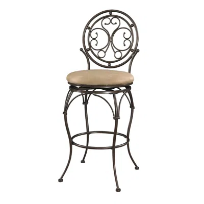 Powell Big And Tall Scroll Circle Back Barstool In Multi