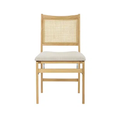 Powell Bina Rattan Cane Folding Dining Side Chair, Beige In Neutral