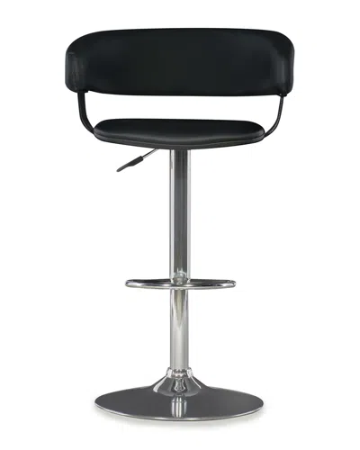 Powell Black Faux Leather Barrel & Chrome Adjustable Bar Stool