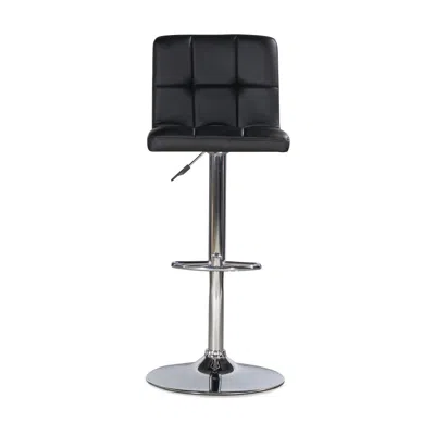 Powell Black Quilted Faux Leather & Chrome Adjustable Height Bar Stool