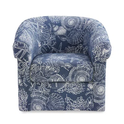 Powell Bonnie Swivel Club Chair, Coastal In Blue