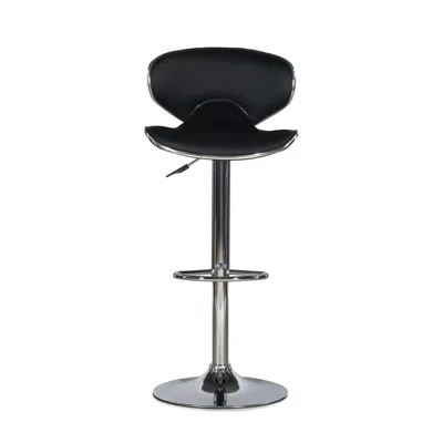 Powell Chrome And Black Pu Barstool