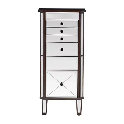 Powell Company Hialea Espresso Jewelry Armoire In Transparent