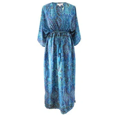 Powell Craft 'alanna' Blue Paisley Batwing Dress