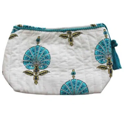 Powell Craft Aqua Shell Lined Wash Bag In White